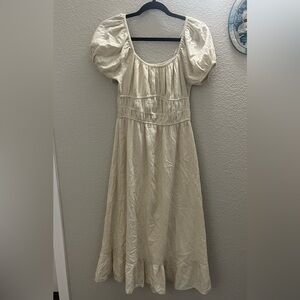 Beige Linen Blend Dress